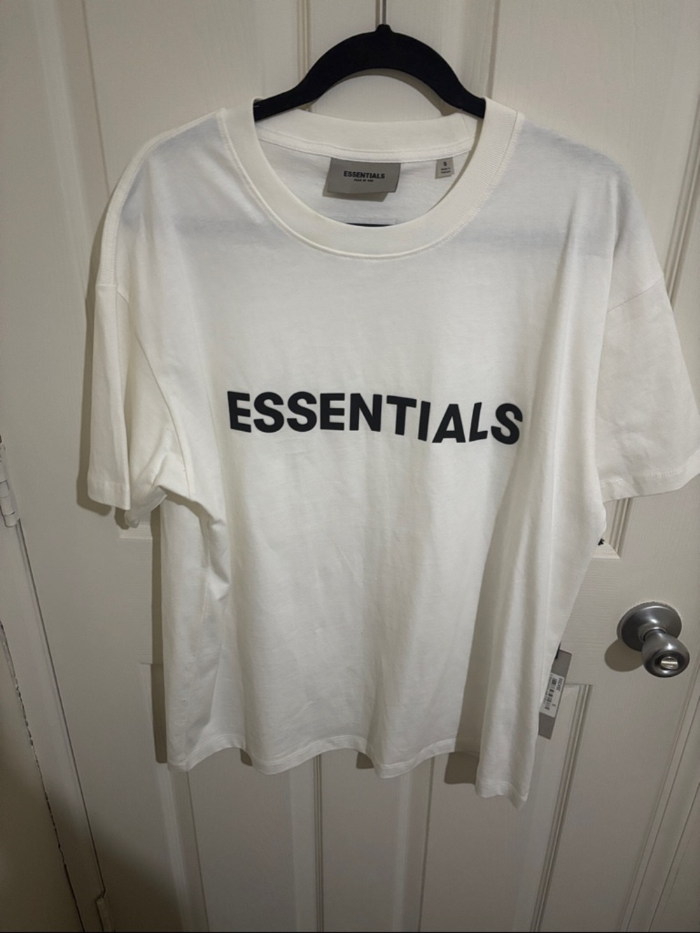 Fear of God Essentials White T-Shirt with Black Logo